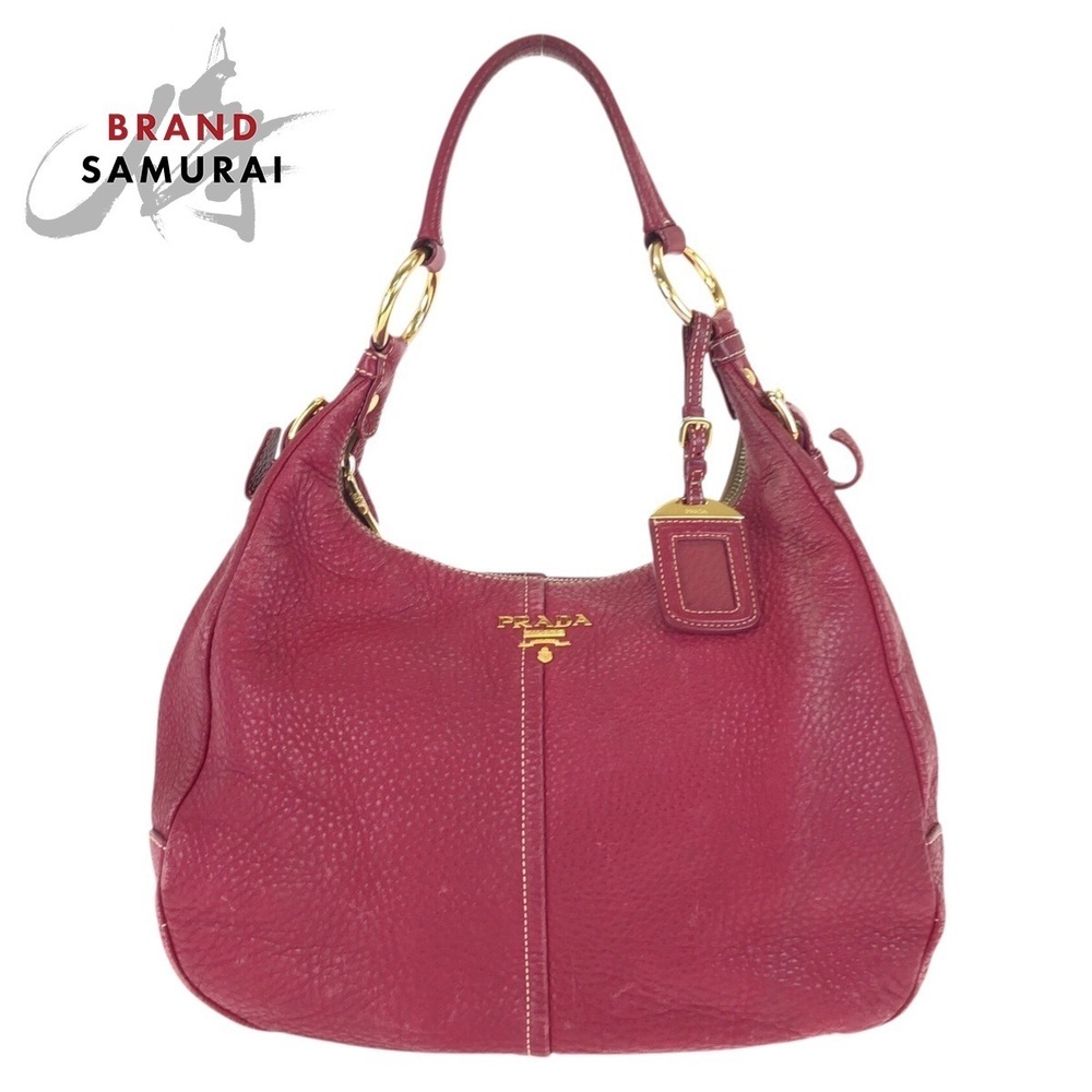 PRADA Vitello Daino Hobo Pink Leather Shoulder Bag Handbag